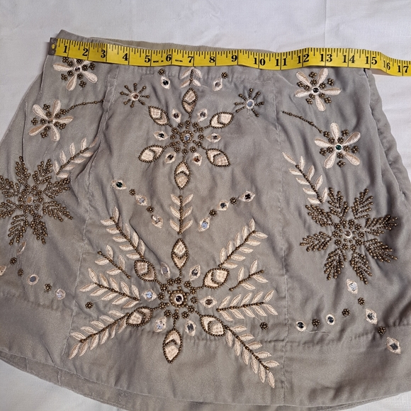 Free People Bright Lights Grey Velvet Beaded Mini Skirt - Picture 10 of 11
